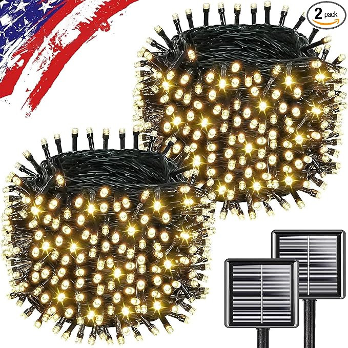 Upgrade 2Pack 500LED Solar String Lights for Outside, 180FT Solar Christmas String Lights Outdoor... | Amazon (US)