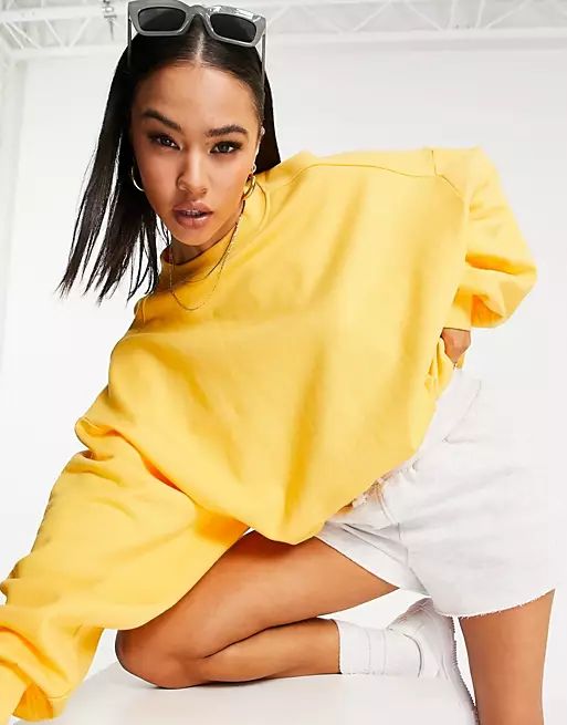 ASOS DESIGN super oversized cocoon sweatshirt with seam detail in marigold set | ASOS | ASOS (Global)