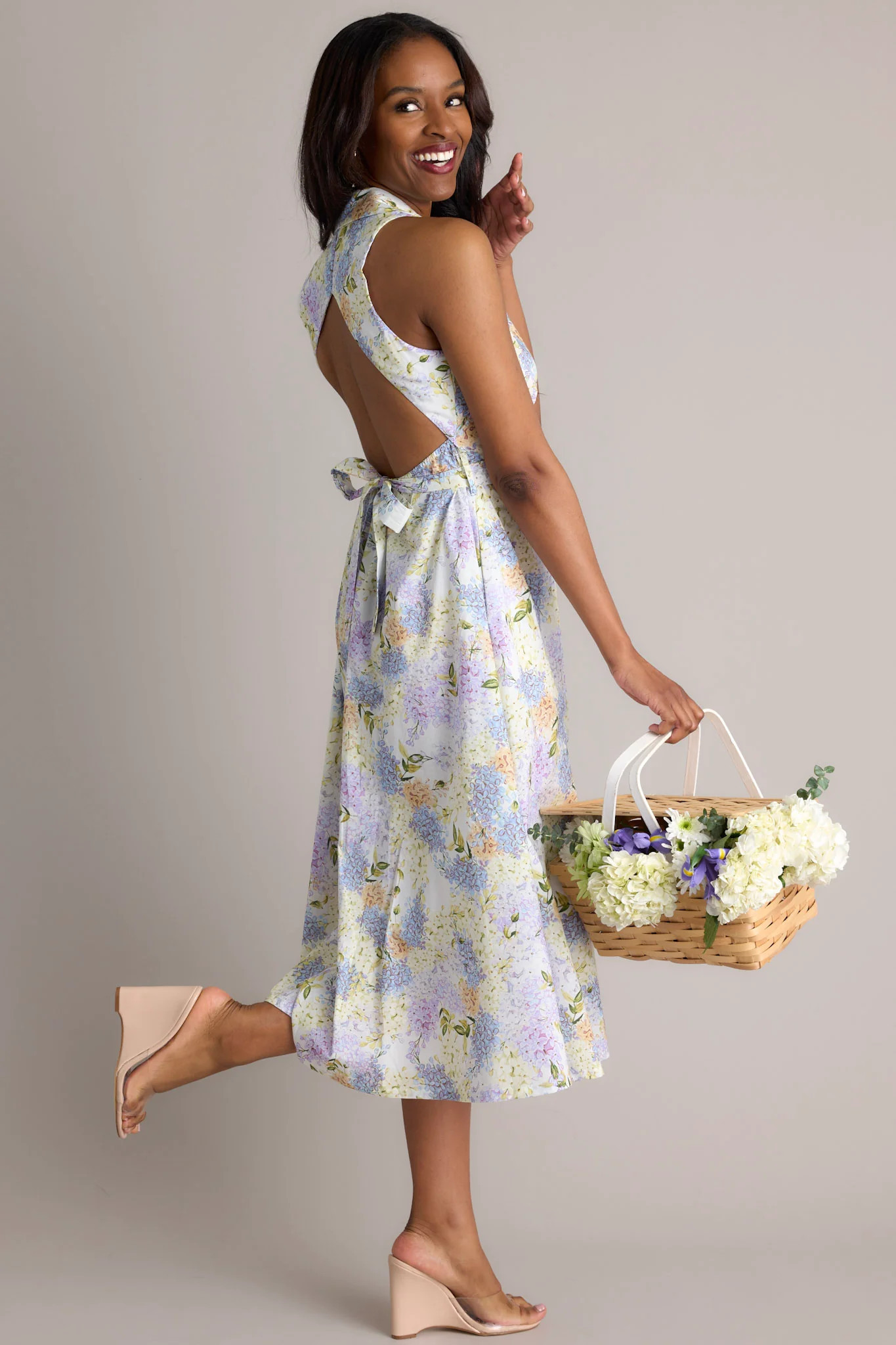 Blessed Life Lavender Floral Button Front Midi Dress | Red Dress