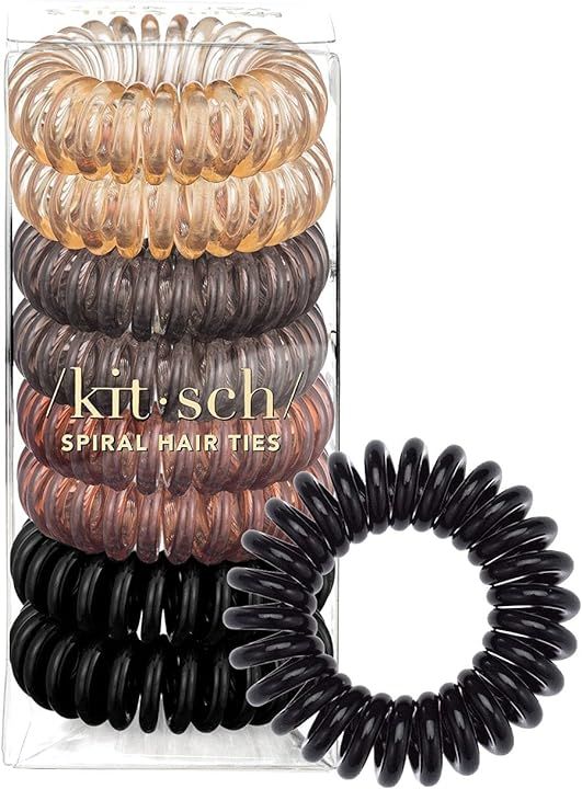 Kitsch Spiral Hair Ties for Women - Waterproof Ponytail Holders for Teens | Stylish Phone Cord Hair  | Amazon (US)