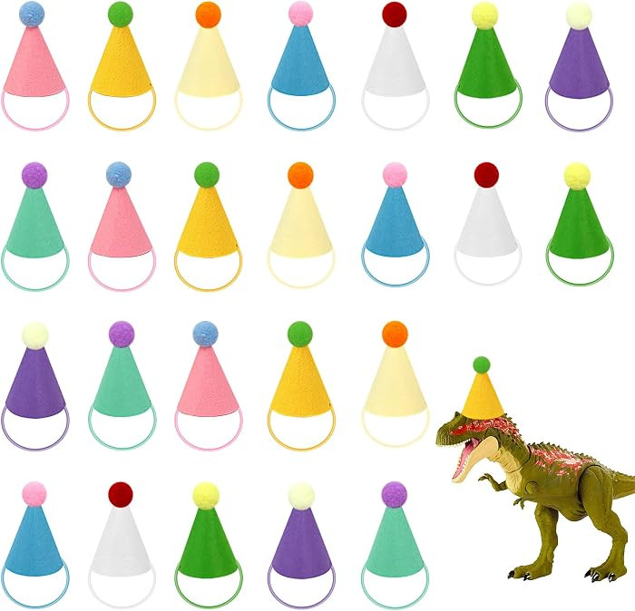 24 Pack Mini Party Hats for Stuffed Animals Figures, Tiny Finger Hats for Mini Toys Dinosaur Anim... | Amazon (US)