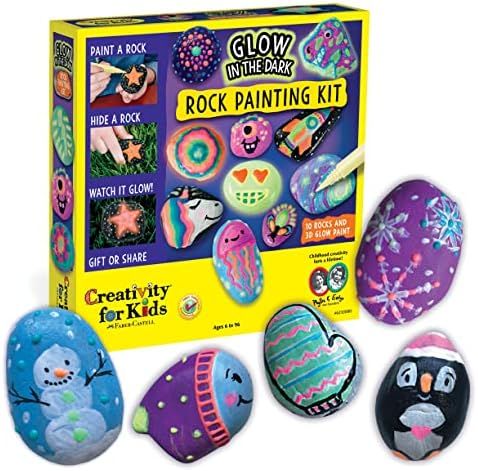 Creativity for Kids Glow In The Dark Rock Painting Kit - Paint 10 Rocks with Water Resistant Glow Pa | Amazon (US)