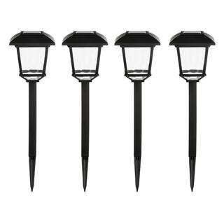 Hampton Bay Terrace Park 10 Lumen Black LED Weather Resistant Outdoor Solar Path Light with Plast... | The Home Depot