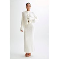 Moira Boucle Maxi Skirt - White | MESHKI US