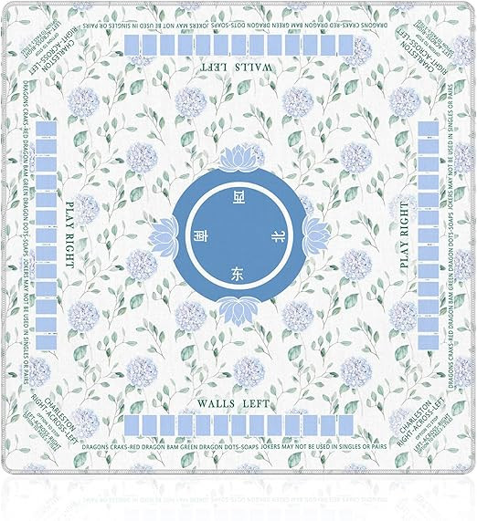 LZYRF Blue Hydrangea Floral Mahjong Mat 31.5 x 31.5 in, Grandmillennial Cottagecore Blue Flower A... | Amazon (US)