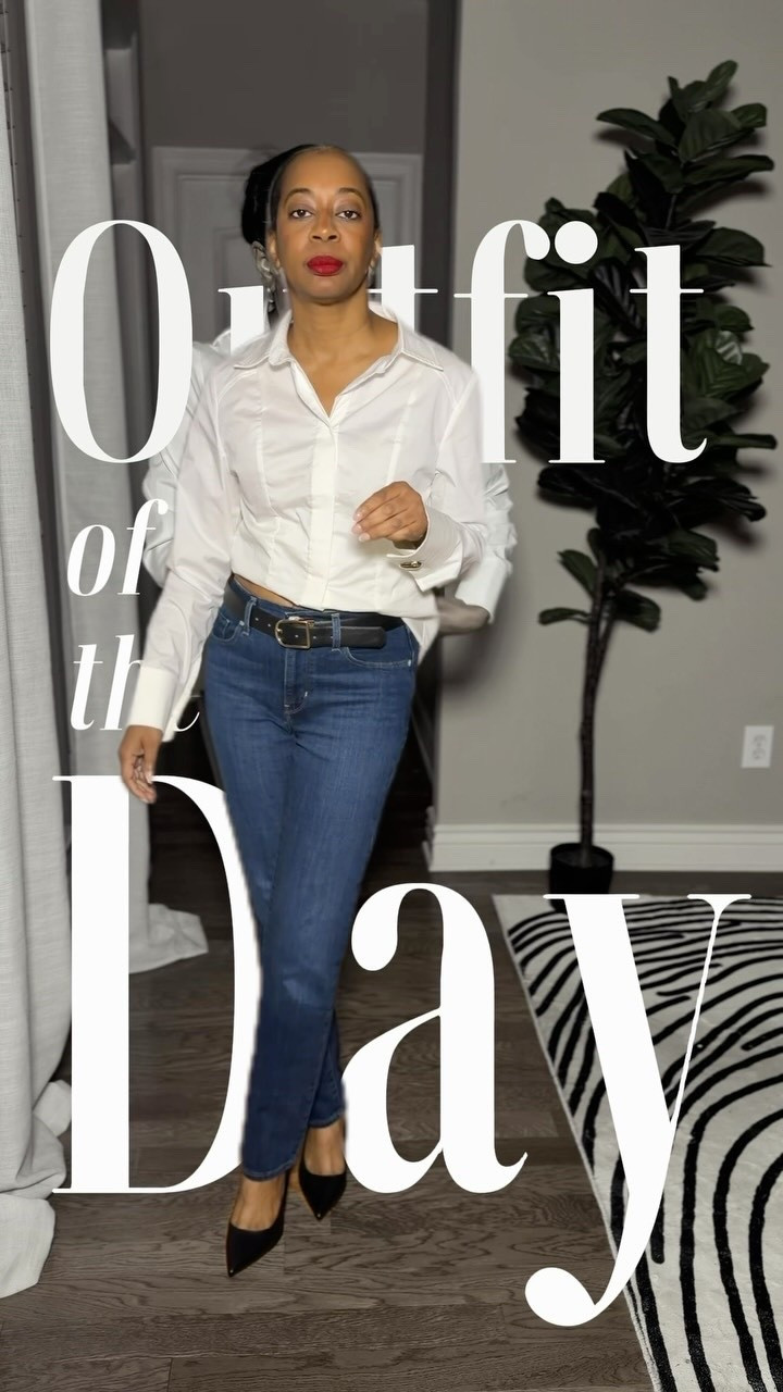 Ladies, when I truly don’t know what to wear, I don’t panic. I reach for the signature. 😂

Crisp white button down, fitted at the waist. Dark denim that hits just right. A black belt with a gold buckle, a pearl earring, and a pointed pump to finish it. It’s never wrong.

At 50, a signature look isn’t boring. It’s decided.

What’s your go to when you have nothing to wear? Tell me below 🤍

Follow along for style, beauty & refinement over 40 🤍

She didn’t find herself. She refined her.

xoxo, Mystiqua Trinette

p.s. I was feeling a little nostalgic with music today…🤭

#refinementera #over40fashion #fashionover40 #ootd #elevatedcasual
