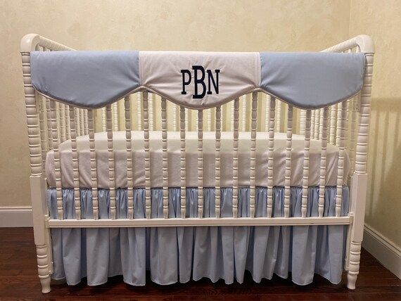 Light Blue Boy Baby Bedding Set -  Baby Boy Crib Bedding, Crib Rail Cover,  Gathered Crib Skirt | Etsy (US)