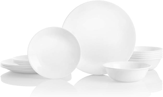 Corelle 18 Piece Dinnerware Sets for 6 | Dinner Plate, Appetizer Plate, and Soup or Cereal Bowl S... | Amazon (US)