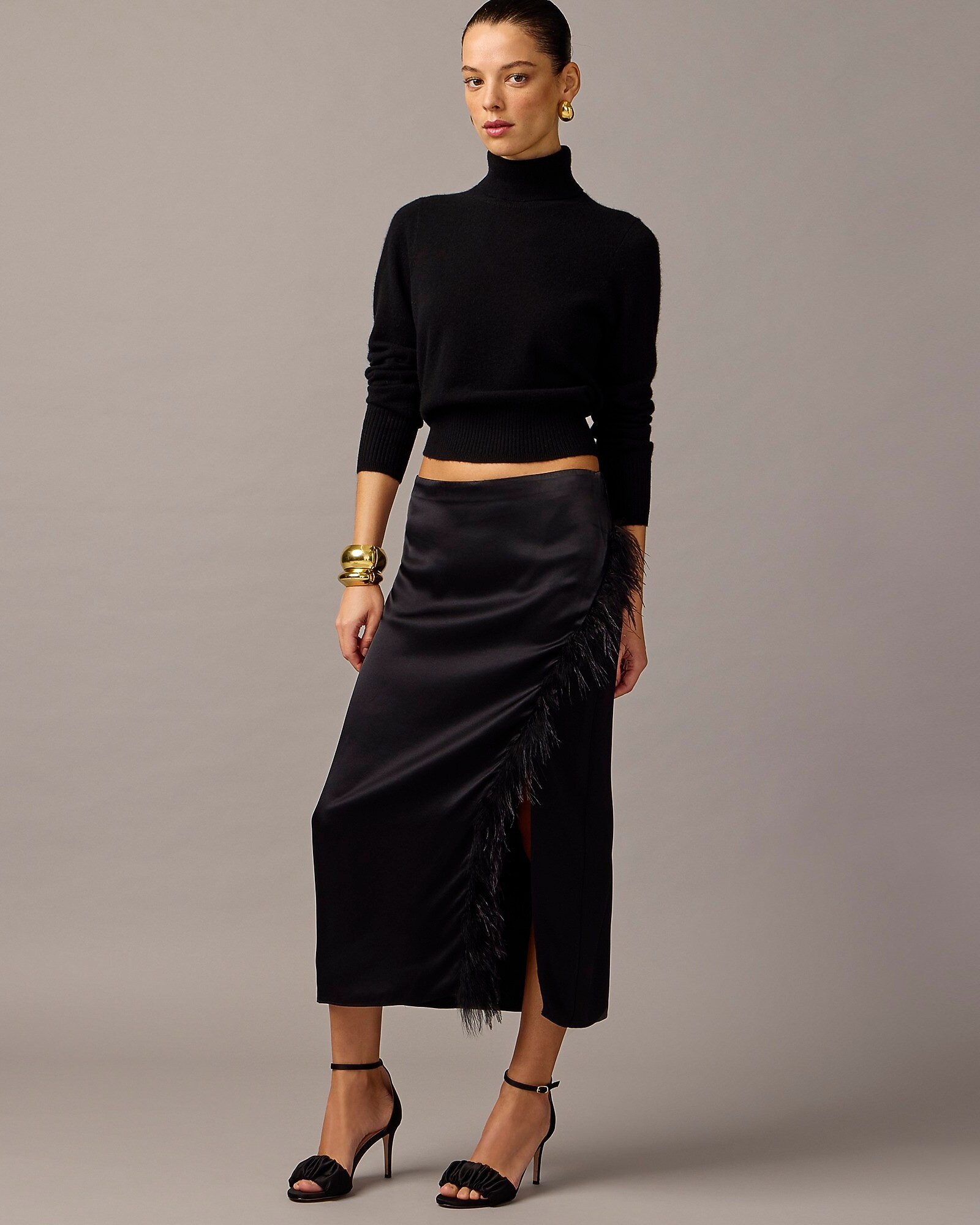 Collection feather-trim wrap skirt | J. Crew US