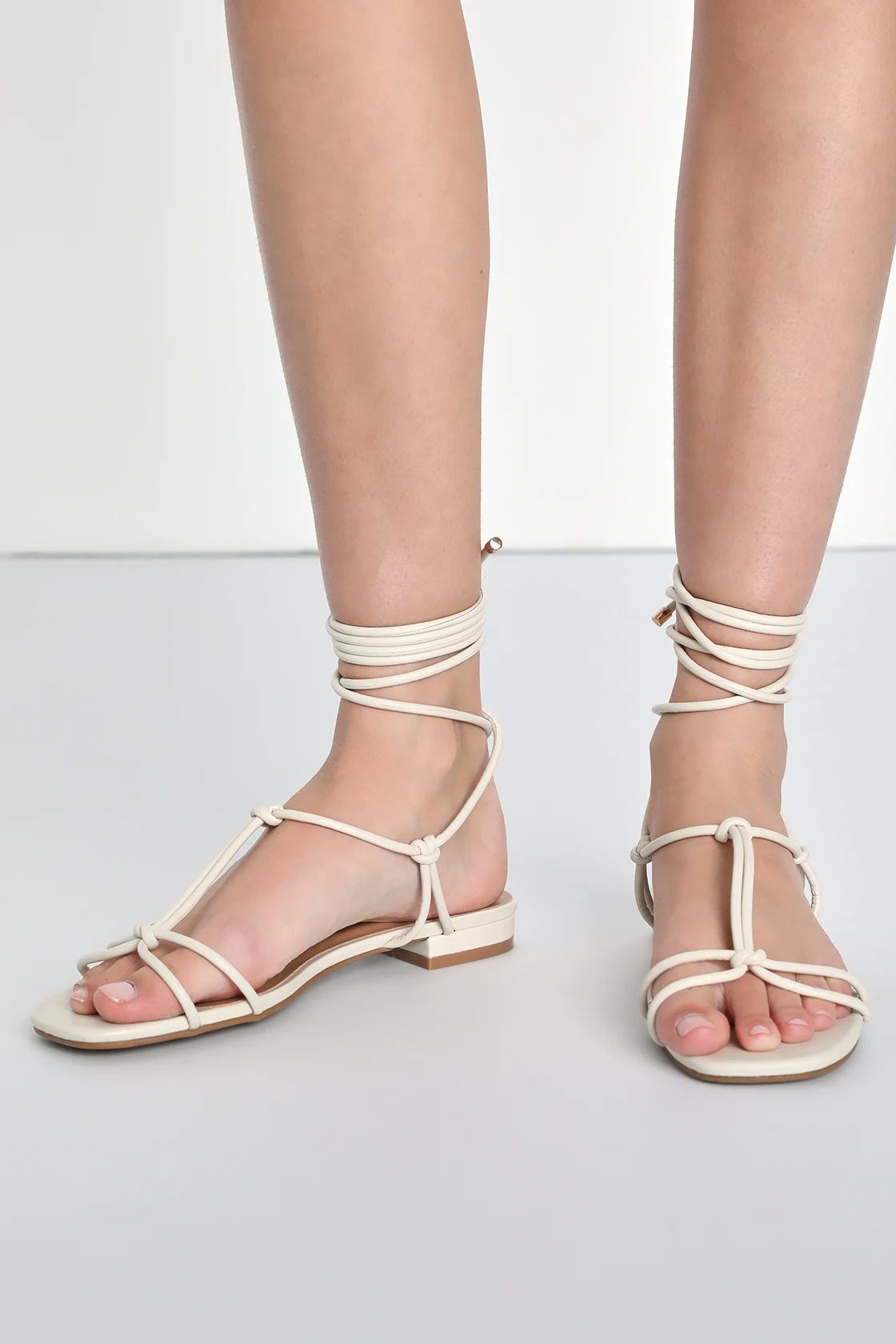 Storyy Ivory Strappy Lace-Up Sandals | Lulus (US)