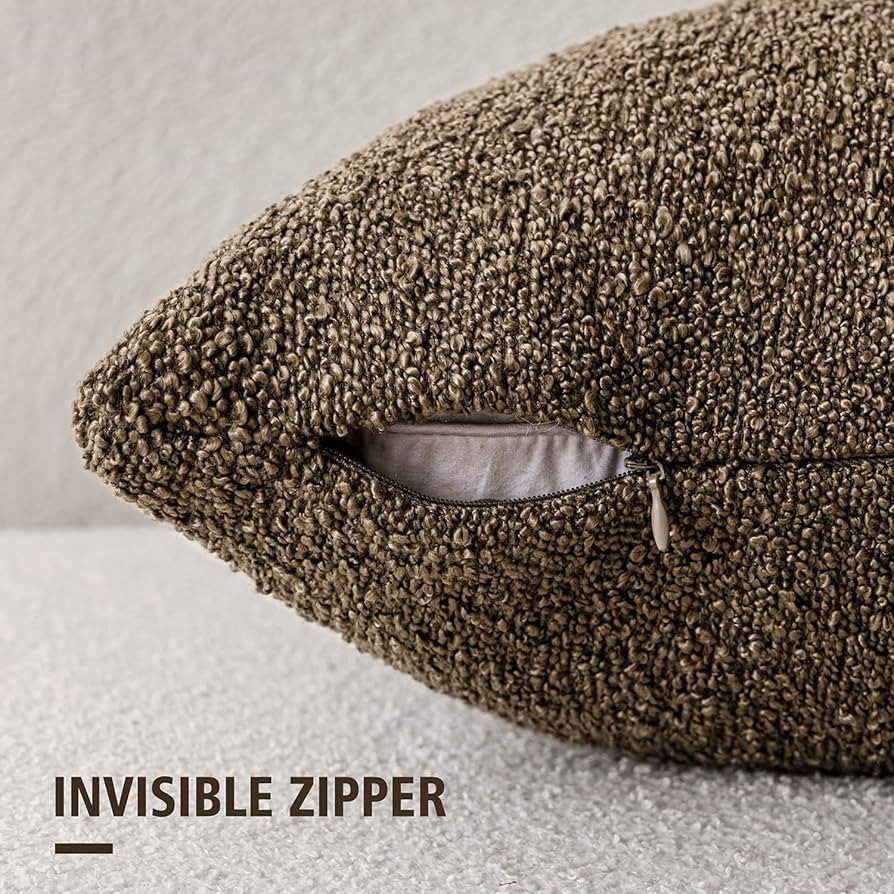 Foindtower Pack of 2 Textured Boucle Throw Pillow Covers Accent Solid Decorative Lumbar Pillow Ca... | Amazon (US)