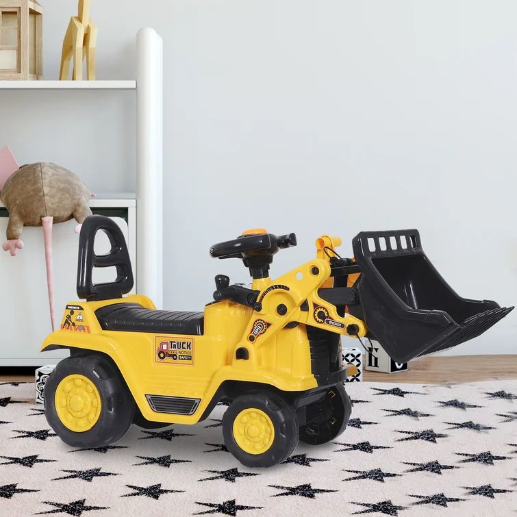 3 In 1 Ride On Bulldozer Toy Pulling Cart Pretend Play Construction Truck | Wayfair North America