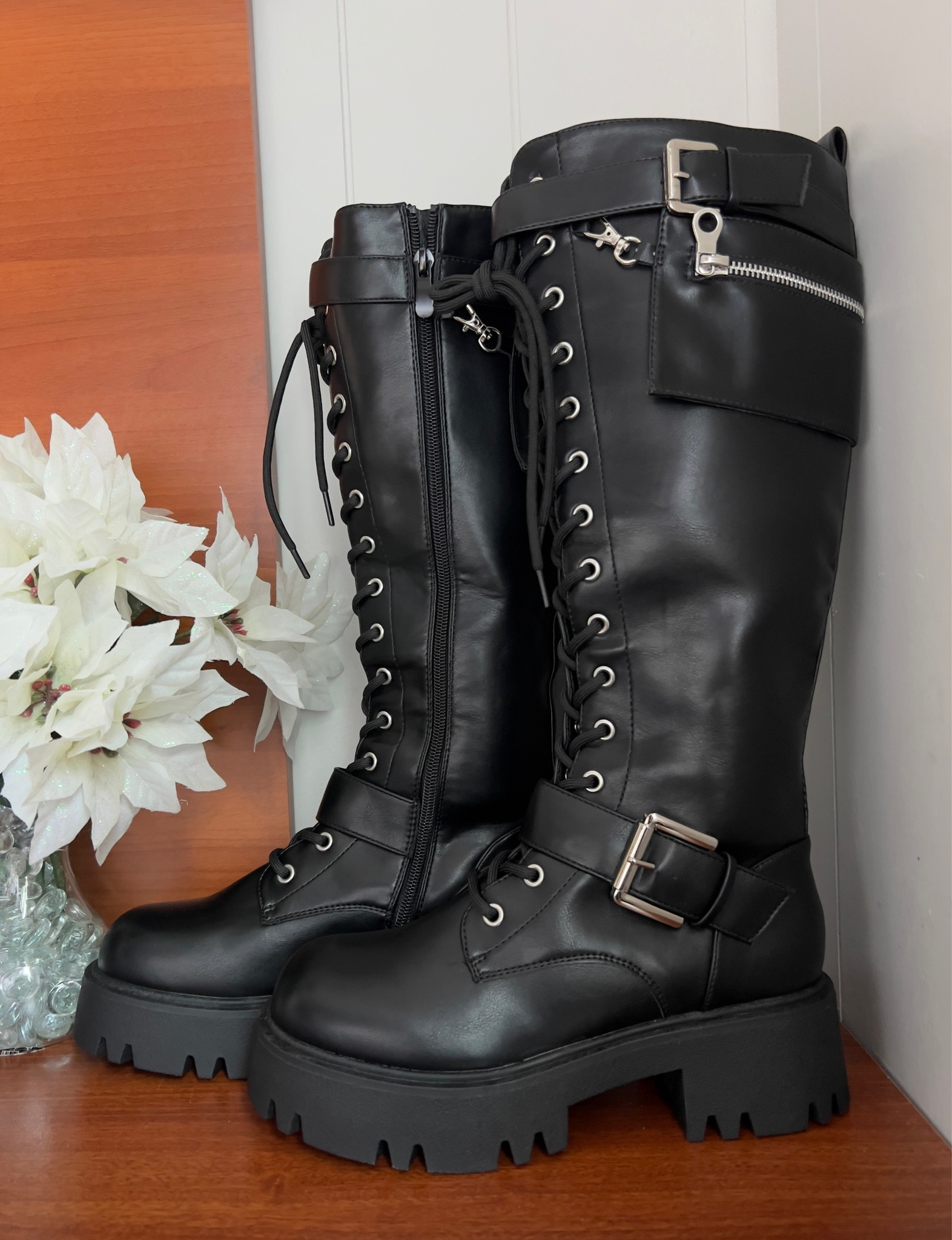 DREAM PAIRS Women's Combat Riding Platform Knee High Boots, Lace Up Fall Lug Sole Gothic Motorcycle Boots with Inside Zipper

#LTKstyletip #LTKfamily #LTKSeasonal
