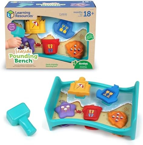 Learning Resources Seaside Pounding Bench, Seaside Game, Preschool Toddler Activities, Shape Sort... | Amazon (US)