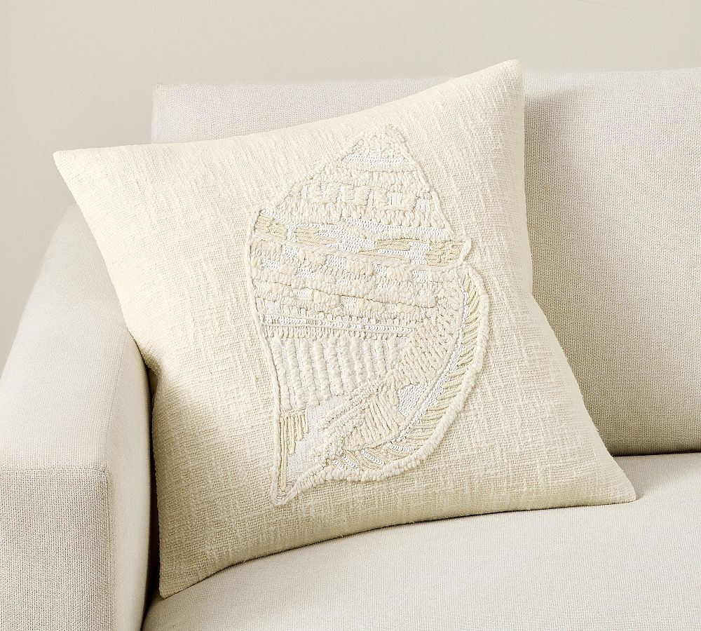 Conch Shell Embroidered Pillow | Pottery Barn (US)