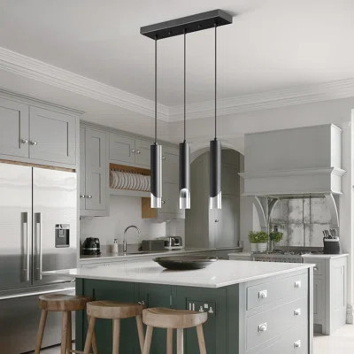 3 Light Modern Pendant Light Kitchen Light Fixture Dimmable LED Dinning Room Black Mini Pendant Lights, Adjustable Pendant Lighting for Kitchen Island | Wayfair North America