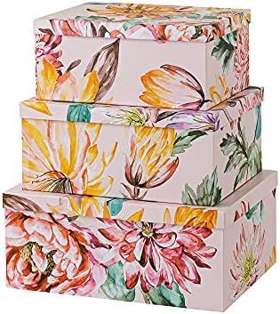 Soul & Lane Sturdy Decorative Storage Cardboard Boxes with Lids for Home Décor| Beauty in Bloom - Se | Amazon (US)