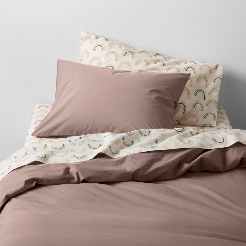 Modern Cozy Cloud Moody Mauve Organic Washed Cotton Twin Duvet Cover + Reviews | Crate & Kids | Crate & Barrel