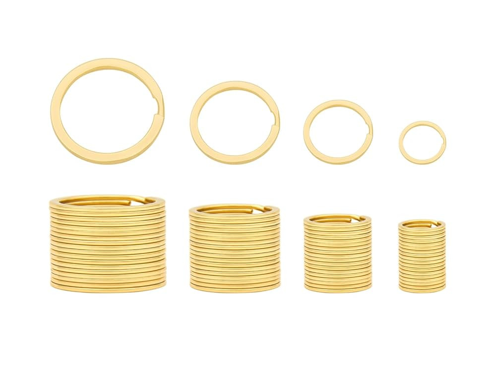 40 Pack Key Ring Keychain Mix 4 Sizes Golden Metal Flat Split Key Chains Rings for Home Car Dog T... | Amazon (US)