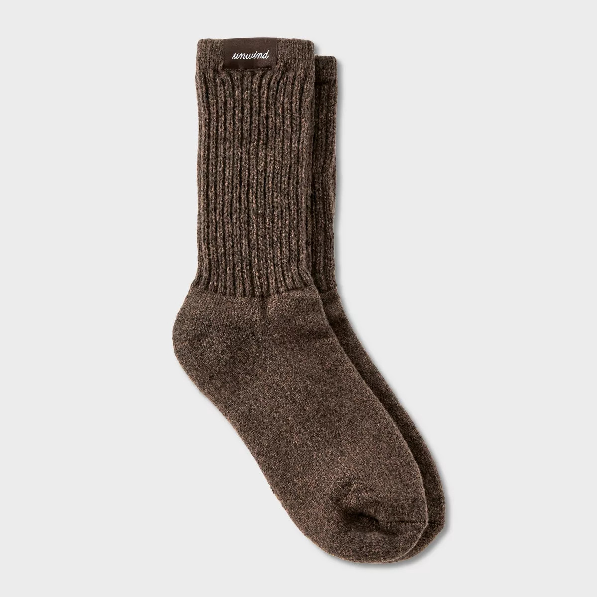 Women's 'Unwind' Ribbed Ultra Soft Cushioned Crew Socks - Auden™ Brown Heather 4-10 | Target