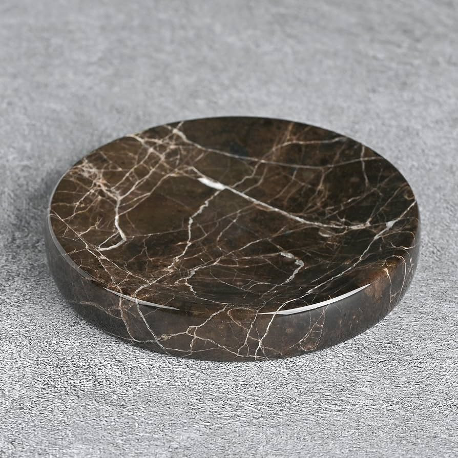 Emperador Dark Marble Jewelry Dish 4”, Brown Natural Stone Trinket Tray for Rings Earrings Brac... | Amazon (US)
