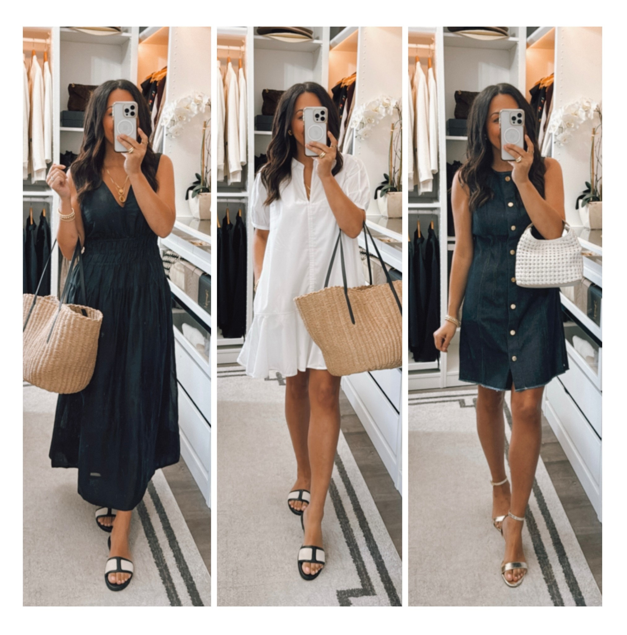 New J.Crew☀️ 
Small in black dress
Xsmall in white dress
4 in denim dress 


#LTKOver40 #LTKStyleTip