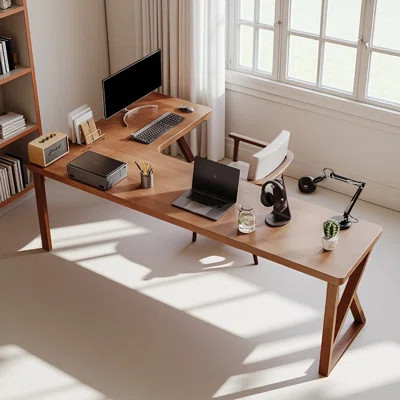 Simple Pine Solid Wood L - shaped Desk | Wayfair North America