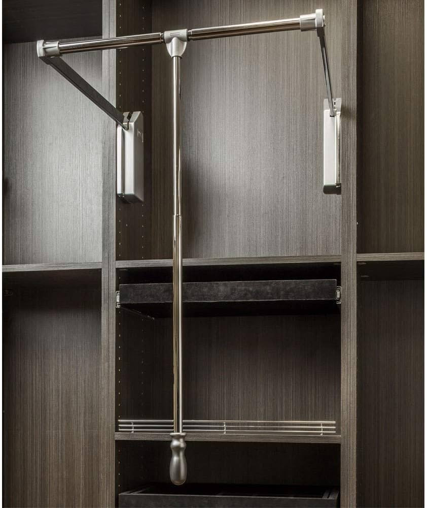 Soft-Close Wardrobe Lift Polished Chrome Expanding Heavy duty steel Tubing with Silver Plastic Ho... | Amazon (US)