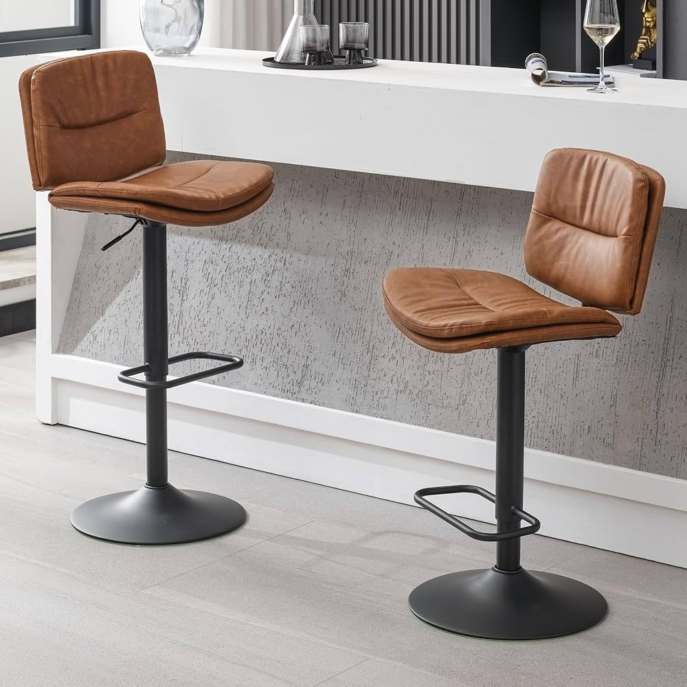 Swivel Bar Stools Set of 2, Double-Layer Upholstered Counter Height Bar Stools with Back, Adjusta... | Amazon (US)