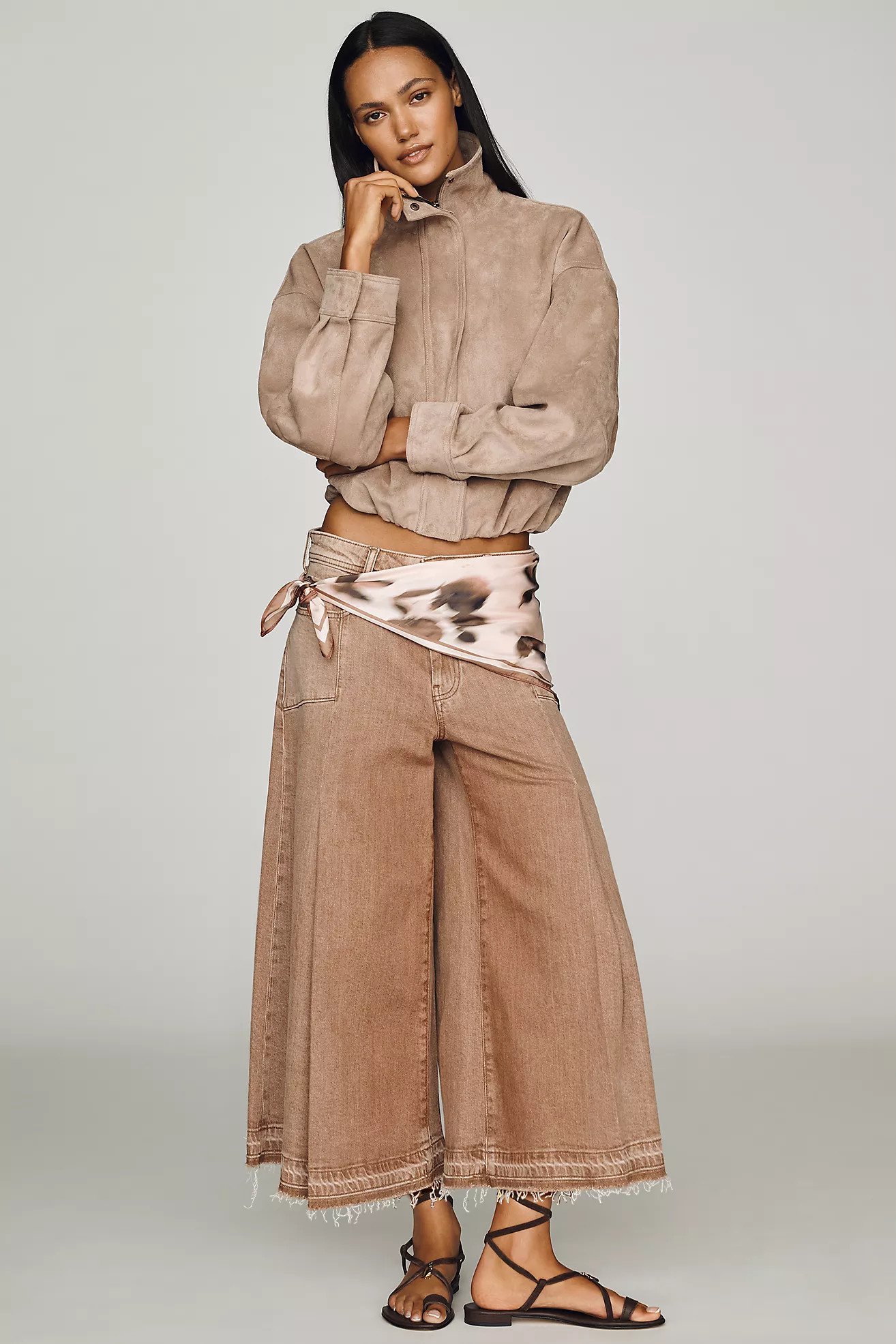 Pilcro Red Rock Cropped Wide-Leg Jeans | Anthropologie (US)