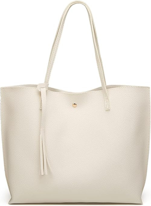 Dreubea Women's Soft Faux Leather Tote Shoulder Bag from, Big Capacity Tassel Handbag | Amazon (US)