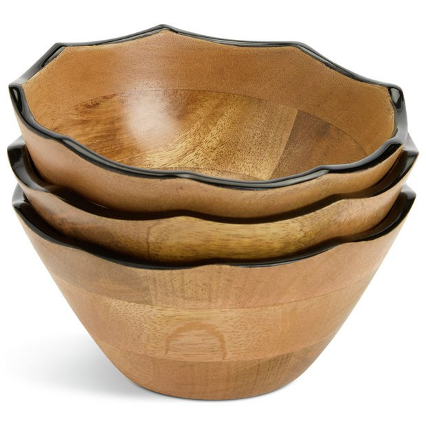 Habitat Natural Wood Wiggle Snack Bowls | Habitat UK
