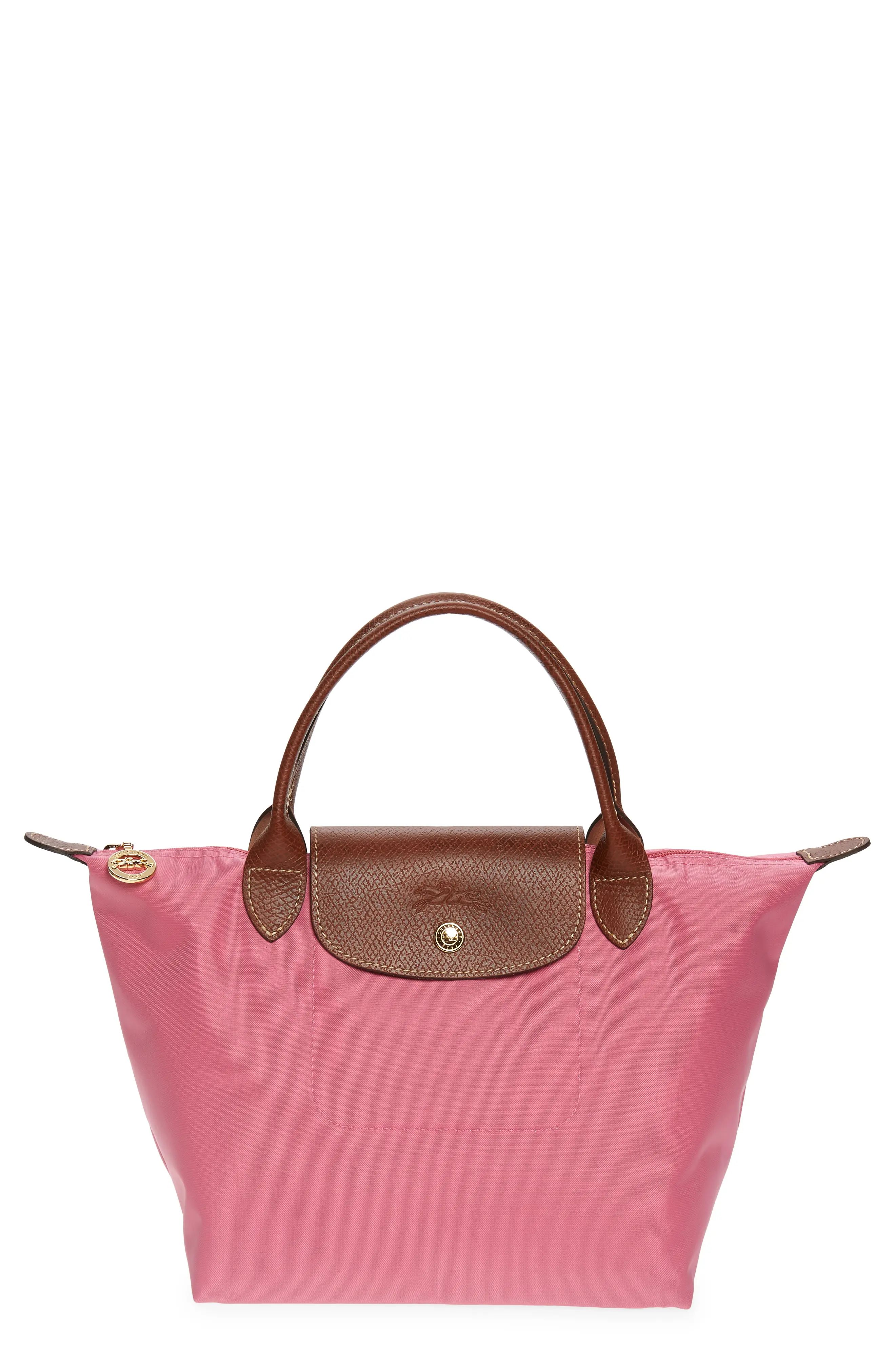 Longchamp Le Pliage Small Nylon Top Handle Bag in Peony at Nordstrom | Nordstrom