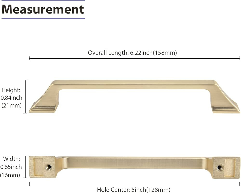 goldenwarm 10 Pack Gold Cabinet Pulls Gold Dresser Drawer Handles 5in Gold Cabinet Handles Gold K... | Amazon (US)