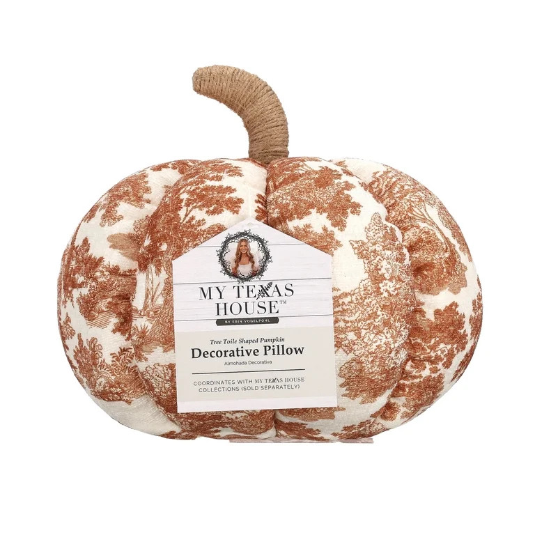 My Texas House Forest Toile Pumpkin Decorative Pillow, Rust and Cream, 6" | Walmart (US)