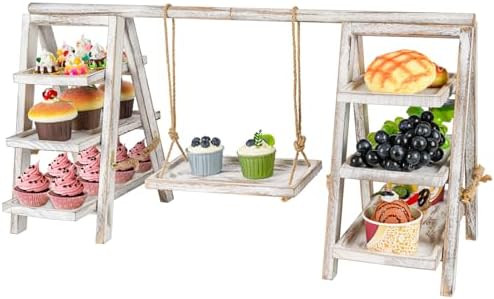 Wooden Cupcake Stand, 3 Tier Cupcake Display Stand for Dessert Display, Dessert Stands with Servi... | Amazon (US)