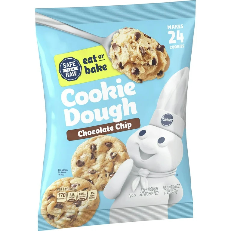 Pillsbury Ready to Bake Refrigerated Chocolate Chip Cookie Dough, 24 Cookies, 16 oz - Walmart.com | Walmart (US)