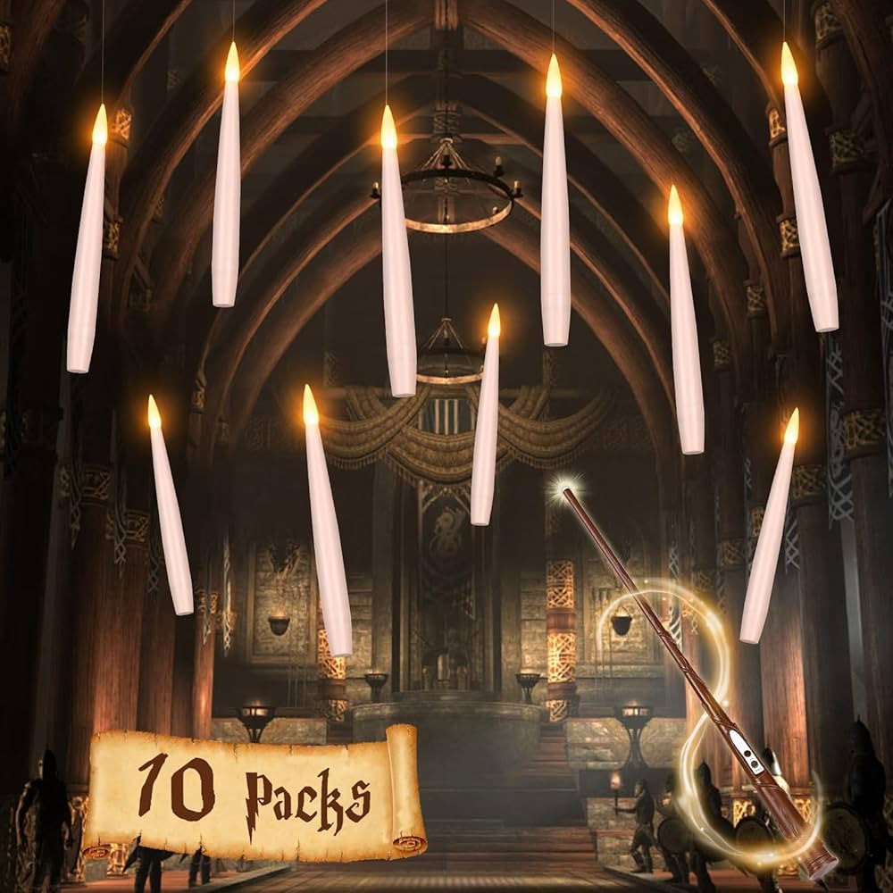 Palmatte 10 Packs Halloween Decorations Floating Candles with Wand Remote 6.1" Battery Operated F... | Amazon (US)
