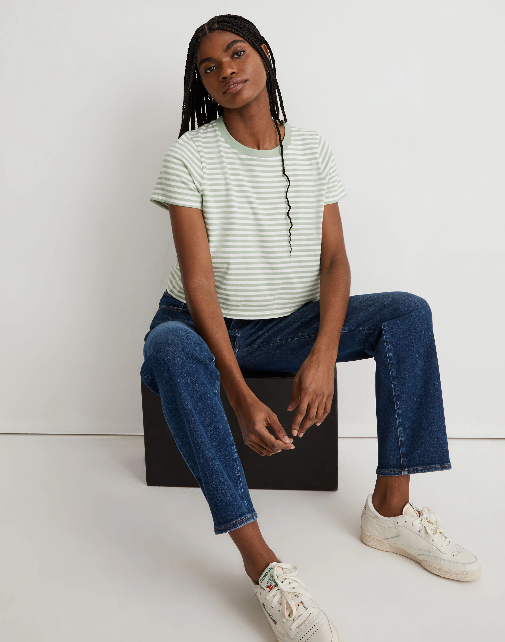Softfade Cotton Boxy-Crop Tee | Madewell