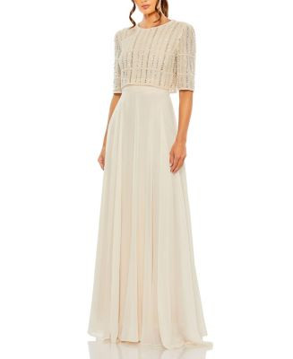 Mac Duggal Beaded 3/4 Sleeve Chiffon Gown  | Bloomingdale's Women | Bloomingdale's (US)