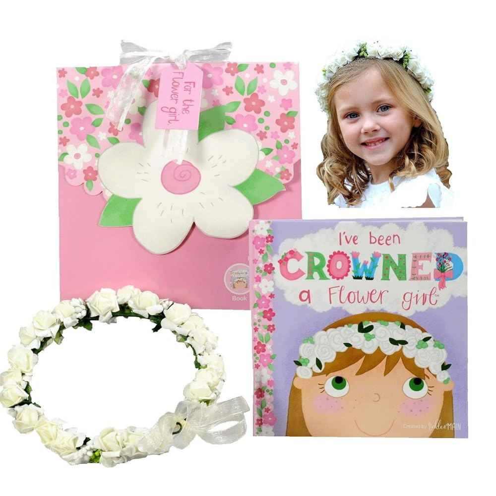 Tickle & Main Flower Girl Gift Set, Flower Girl Proposal, Book with Floral Crown Headband Headpie... | Amazon (US)