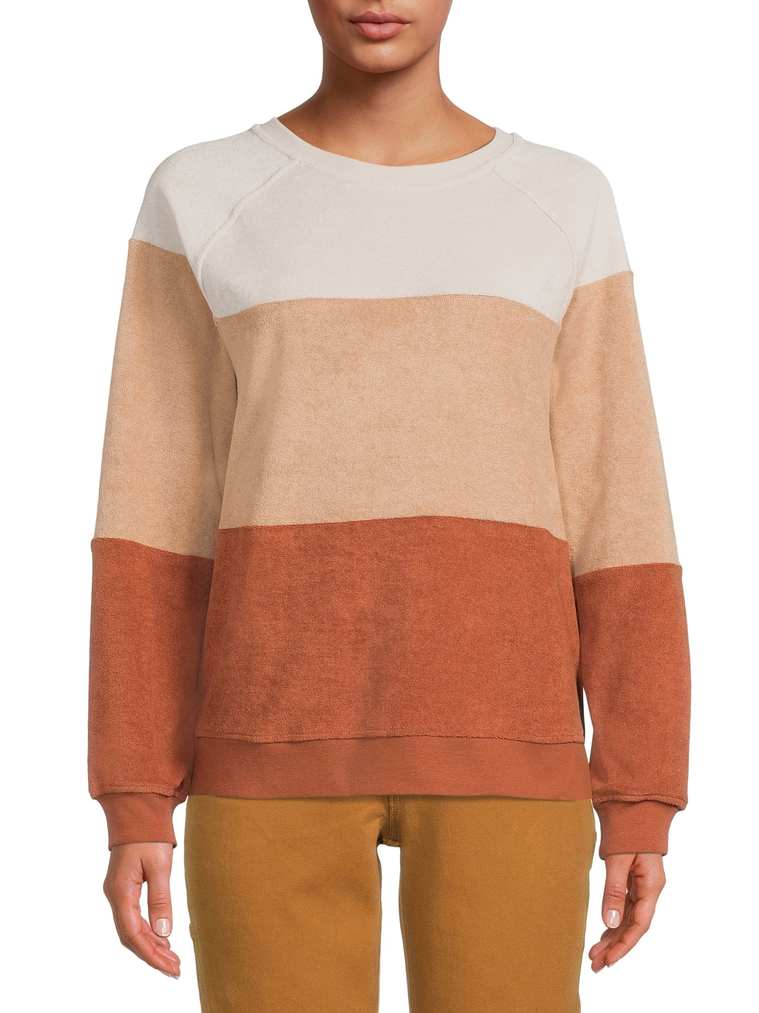 Time And Tru Women's Color Block Sweater - Walmart.com | Walmart (US)