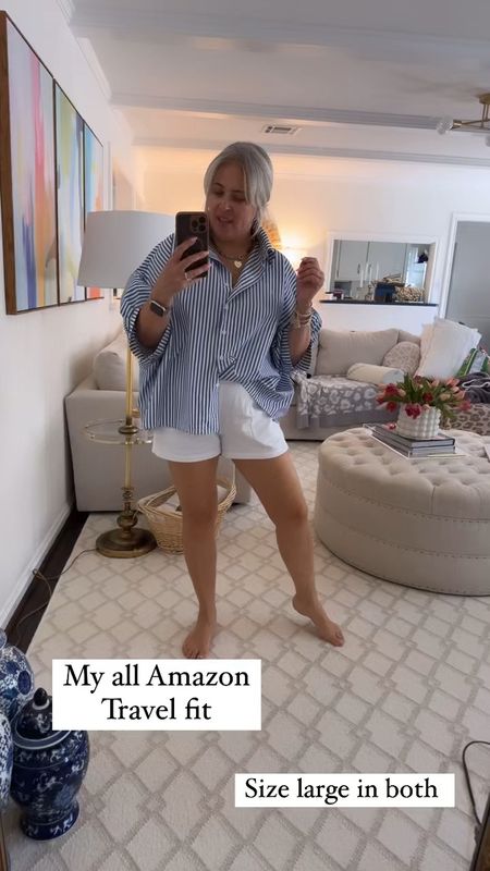 The perfect summer outfit all from Amazon. My white shorts are so comfortable. I’m wearing this outfit to TRAVEL today. Size large and everything.

#LTKSeasonal #LTKFindsUnder100 #LTKSummerSales