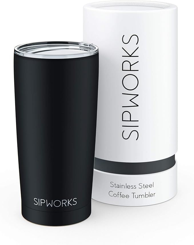 Amazon.com: Sipworks Stainless Steel Coffee Tumbler: Double-Wall Vacuum Insulated Spill-proof Tra... | Amazon (US)