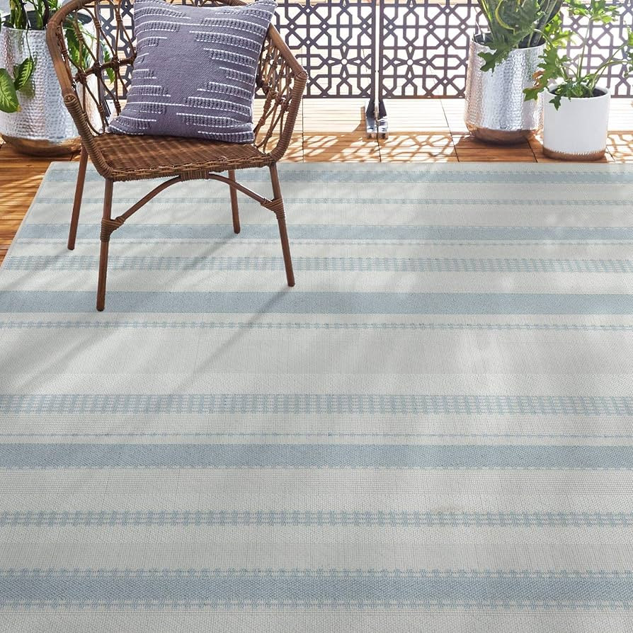 Home Dynamix Tripoli Mateo Modern Indoor/Outdoor Area Rug, Blue/Cream, 7'10"x10'2" Rectangle | Amazon (US)