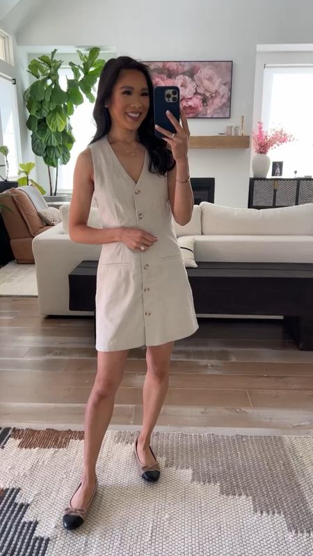 Linen blend vest mini dress that is workwear appropriate and 20% off plus an additional 15% off with code DRESSFEST! Perfect for the summer and flattering on. I appreciate that it’s also pumping friendly. Wearing size XXS 

#LTKStyleTip #LTKSeasonal #LTKSaleAlert