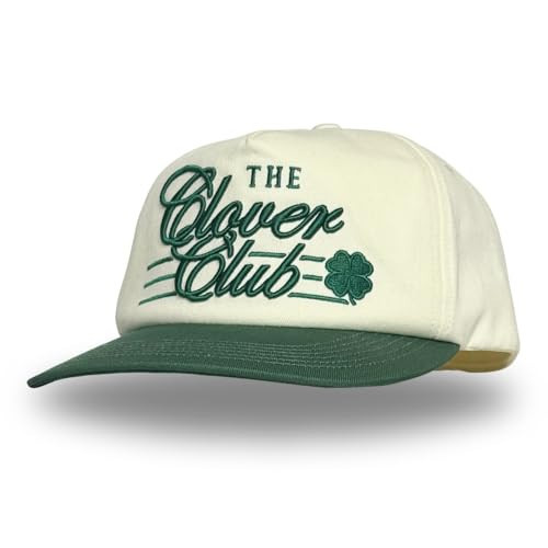 Vintage Low Profile Unstructured Hat | Cotton Flat Bill Snapback Rope Hat | Green St Patricks Day Irish Shamrock Lucky Clover Hiking Hat | Men & Women’s Cool Fitted Retro Cap (Clover Club | Green) | Amazon (US)