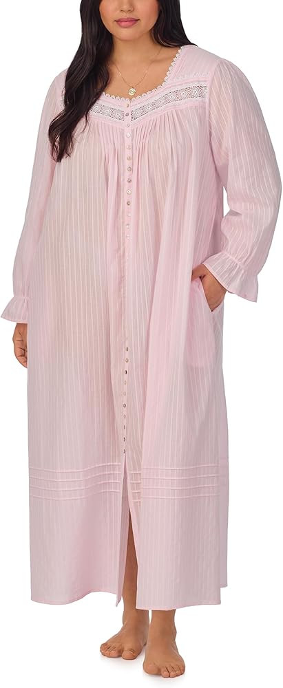 Eileen West Sleepwear & Loungewear for Women - Dobby Stripe Collection - 100% Cotton Longsleeve F... | Amazon (US)