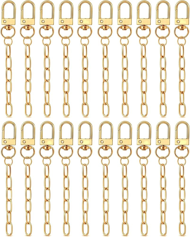 20 Pcs Metal Keychain Making Kit with Swivel Snap Hooks & Extender Chains, 3.8" Key Ring Bulk for... | Amazon (US)