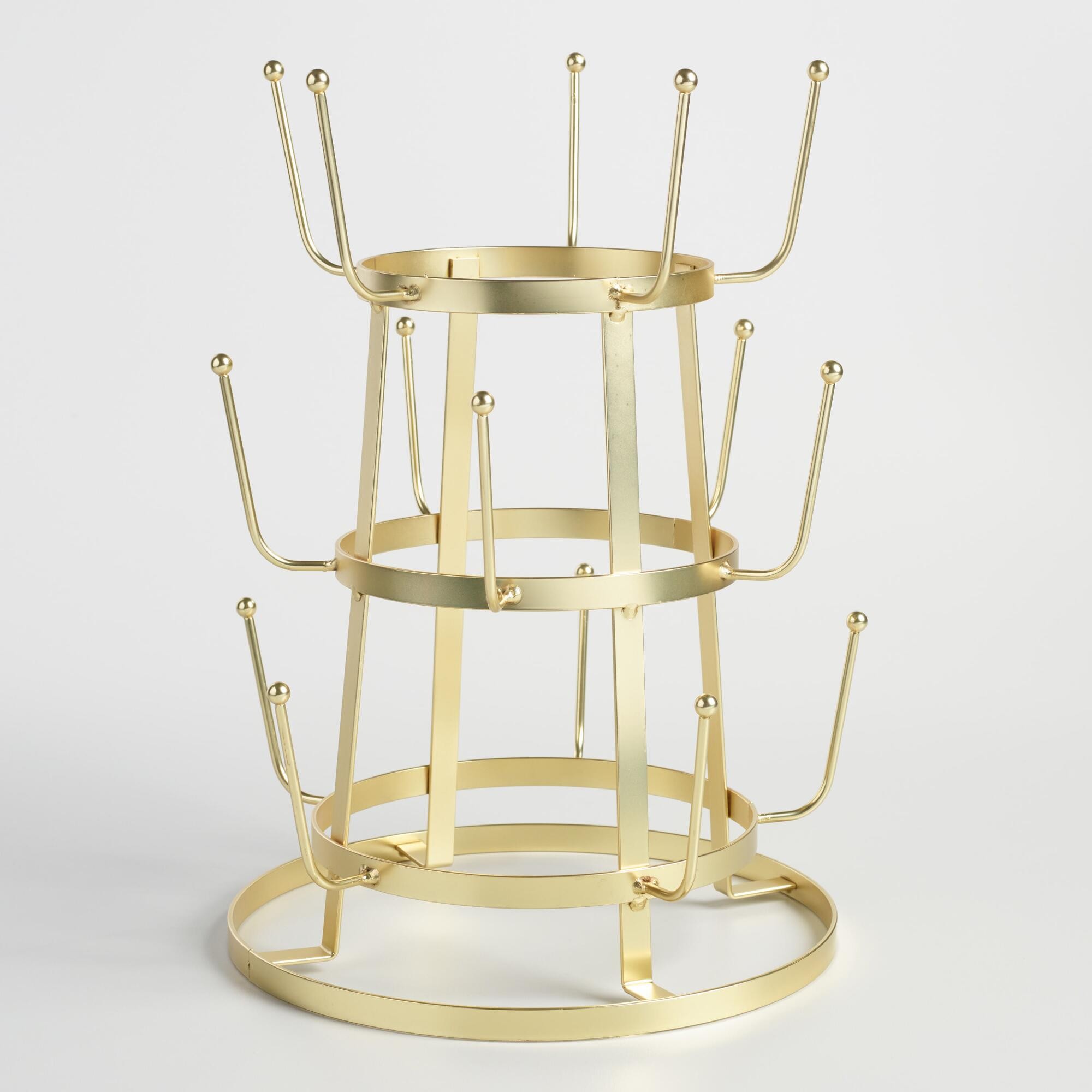 Gold Metal 3 Tier Glass Drying Rack by World Market | World Market